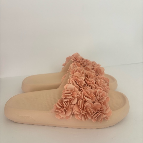 Skechers Arch Fit Nude Blush Floral Slide Sandals Women’s Size 9 Comfort - Picture 8 of 12